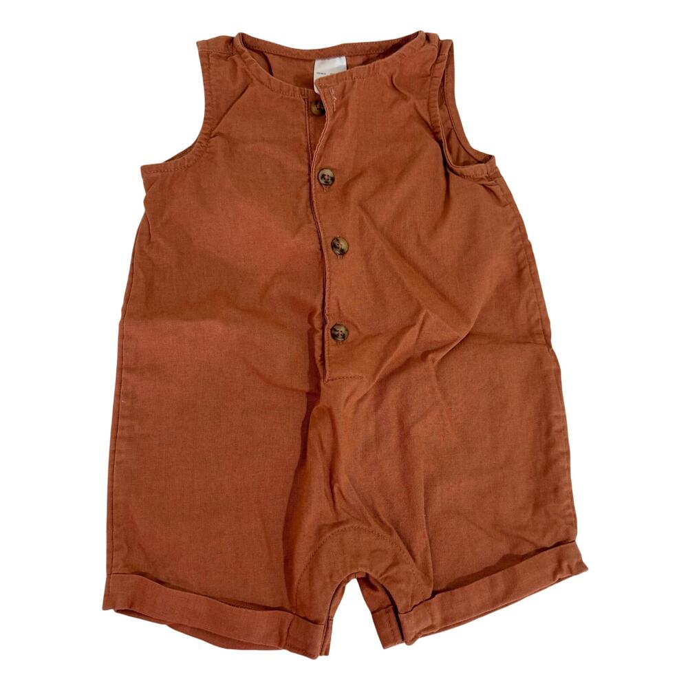 Carter’s Brown Linen Tank Romper Size 3 Months